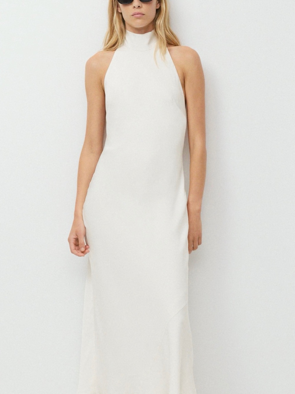 Aritzia High Neck Halter Maxi Dress in White